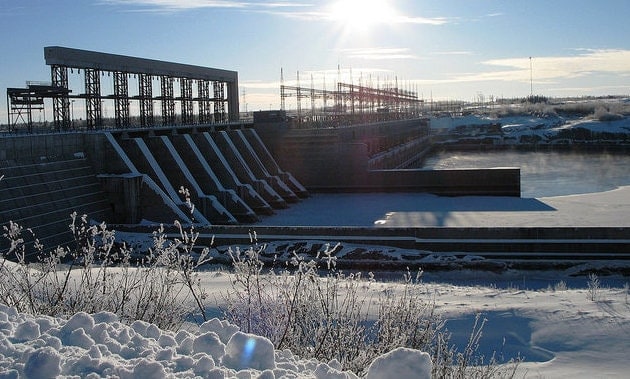 Hydro-electric dams in winter