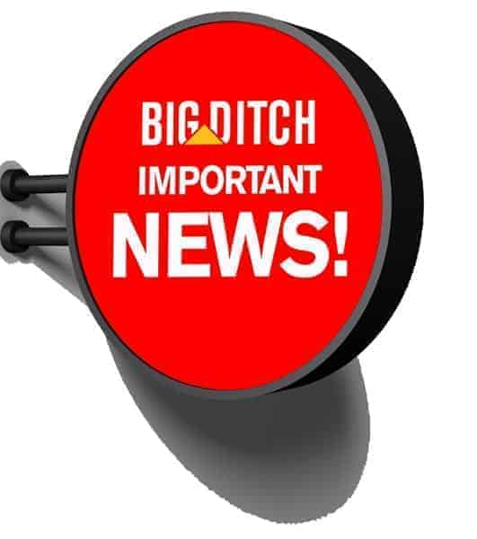 Big Ditch Dams Round Shape Signboard with important news square image