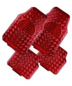 VENOM 4-Piece Car Mat - RED [Rubber/Aluminium Look]