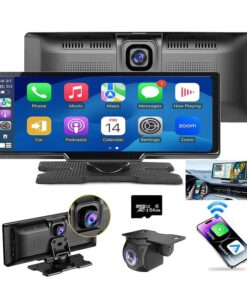 10.26" Wireless Apple Android Carplay Dual Dash Cam Front Rear Camera with 64G Card