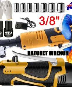 21V 3/8'' 100N.m Electric Right Angle Ratchet Wrench Charger+ 2 Battery