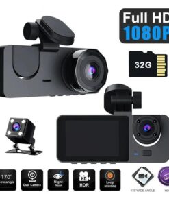 3 Channel Car DVR HD 1080P Vehicle Dash Cam Three Way Camera DVRs Recorder with 32 GB Card
