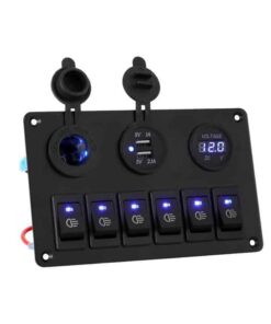 6 Gang 12V Switch Panel For Car Boat Marine USB ON-OFF LED Rocker Toggle