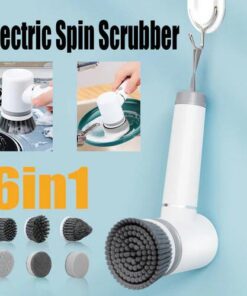 6in1 Electric Spin Scrubber Cordless Rechargeable Cleaning Brush with 6 Head Kit