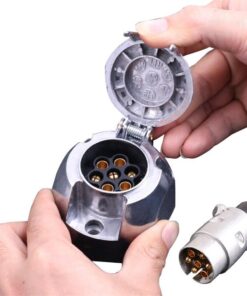 7 Pin Male + Female Round Trailer Plug LARGE Adapter Connector Caravan Boat Part