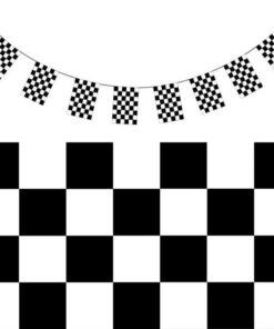 CHECKERED BUNTING FLAG Race Car Chequered Flag Banner Hanging Decoration Rectangular - 32.4 Metres