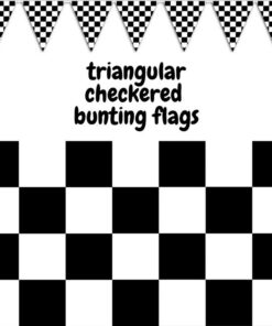 CHECKERED BUNTING FLAG Race Car Chequered Flag Banner Hanging Decoration Triangular - 21.6 Metres