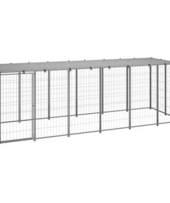 Dog Kennel Silver 330x110x110 cm Steel