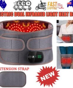 Electric Dual Infrared Light Heat Back Massager Waist Brace Lumbar Support Belt