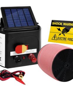 Electric Fence Energiser 3km Solar Powered Energizer Set + 1200m Tape