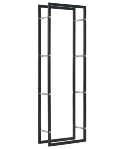 Firewood Rack Black 50x20x150 cm Steel
