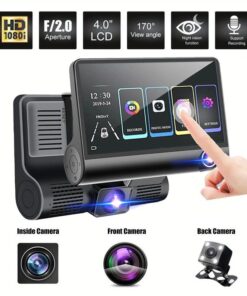 Front and Rear Triple Lens Dash Cam 1080P HD 4-inch touch screen wide-angle lens