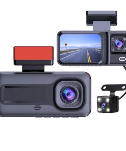 Front and Rear Triple Lens Dash Cam 1080P HD Three-Lens Driving Recorder Reversing Visual Recording