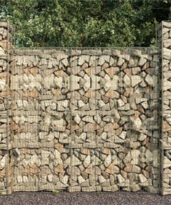 Gabion Baskets 3 pcs Galvanised Steel 25x25x197 cm