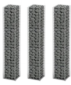 Gabion Set 3 pcs Galvanised Wire 25x25x150 cm