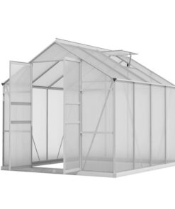Greenhouse 2.42x2.5x2.26M Aluminium Double Doors Green House Garden Shed