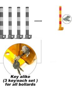 Red Parking Bollard locker Barrier Key Alike lock Fold Down Vehicle