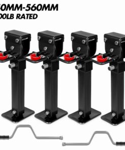 X-BULL 4x 440mm Drop Down Corner Legs W/Handle Steel Base Caravan Stabilizer Black
