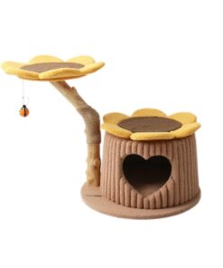 CMISSTREE Heart Shaped Cat House With Sunflower Cat Tree
