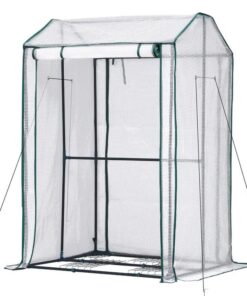 Green Fingers Mini Greenhouse PE Cover Green House Roll-Up Zippered Door 1.0x0.8x1.5M