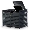 PLANTCRAFT Double Wood Wheelie Bins Storage Shed, 2 Door Garbage Rubbish Bin Enclosure