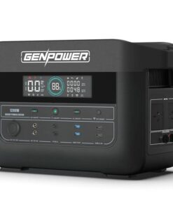 GENPOWER 1200W Portable Lithium Power Station 1075Wh LiFePo4, Multiple Voltage Output, 15W Wireless Charger, Ideal for Camping, Home Backup and Power