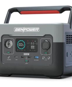GENPOWER 300W Portable Lithium Power Station 288Wh LiFePo4, Multiple Voltage Output, 15W Wireless Charger, Ideal for Camping, Home Backup and Power To
