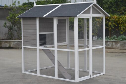 Grey XL Chicken Coop Rabbit Guinea Pig Hutch Ferret Hen Cat Bird House