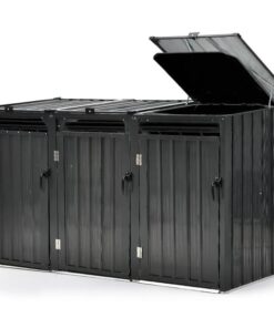 PLANTCRAFT Triple Steel Wheelie Garbage Bin Storage Shed, Enclosure with 3 Opening Doors