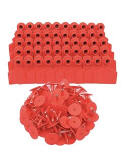 100x Cattle Ear Tags Set - 5x4cm Small Red Blank Cow Pig Sheep Livestock Label