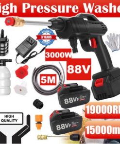 88V Cordless Electric High Pressure Washer Water Spray Gun Car Cleaner 2 Battery