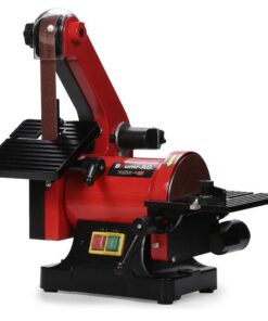 BAUMR-AG Bench Vertical Belt and Disc Sander Combo, 25mm Linisher, 125mm Sanding Disc, Brushless Motor, Dust Collection Ports