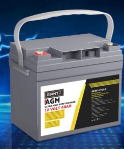 Giantz AGM Battery 12V 40Ah Deep Cycle Box Portable Solar Caravan Camping