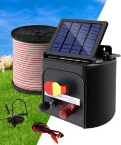 Giantz Fence Energiser 5KM Solar Powered Electric 400M Poly Tape Insulator