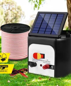 Giantz Fence Energiser 8KM Solar Powered Electric 400M Poly Tape Insulator