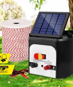 Giantz Fence Energiser 8KM Solar Powered Electric 500M Poly Wire Insulator