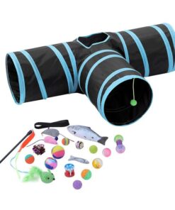 Pet Cat Toys Tri-Tunnel Collapsible Tent Training Play Kitten Rabbit Tubes