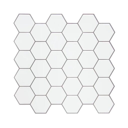Tiles 3D Peel and Stick Wall Tile Hexagon White (30cm x 30cm x 10 sheets)