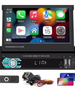 7in Universal Retractable Screen For Apple Carplay AndroidAuto With 12LED Rearview Camera