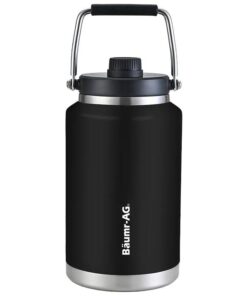 BAUMR-AG 3.8L Double Wall Insulated Stainless Steel Water Bottle, Drink Jug with Handle, Black