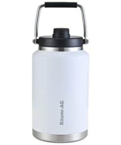 BAUMR-AG 3.8L Double Wall Insulated Stainless Steel Water Bottle, Drink Jug with Handle, White