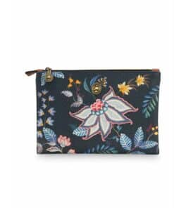 PIP Studio Flower Festival Dark Blue Medium Cosmetic Flat Pouch