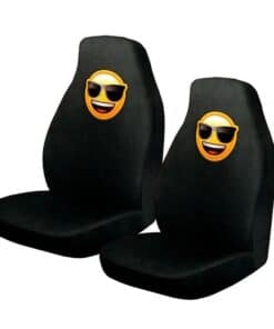 Pair of Emoji Car Front Seat Covers Sunglasses Faces