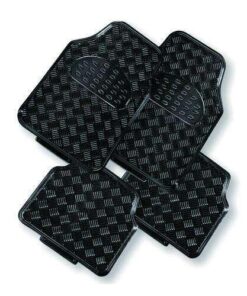 VENOM 4-Piece Car Mat - BLACK [Rubber/Aluminium Look]