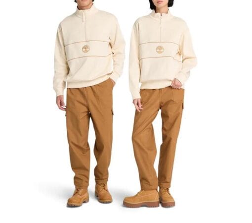 All Gender Cut And Sew Quarter-Zip Pullover White