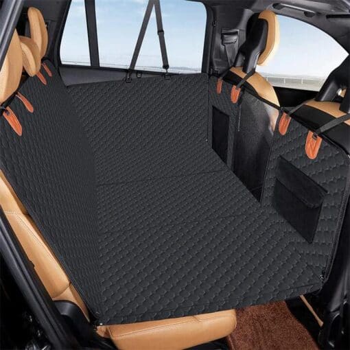 Black PawfectFriend Hard Bottom Car Back Seat Extender & Hammock for Dogs - 63x132cm Waterproof, Heavy-Duty Pet Seat Protector