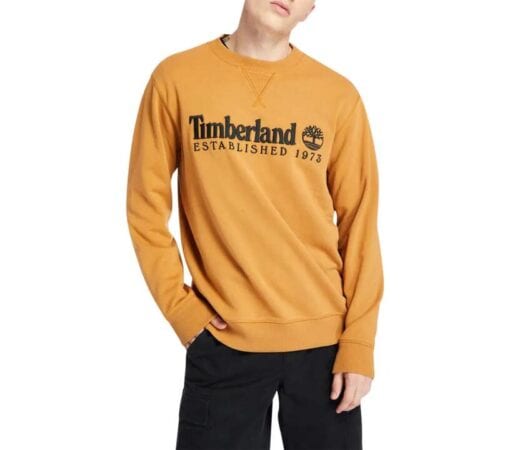 Men's Established 1973 Embroidered Logo Crew Neck Sweatshirt Wheat