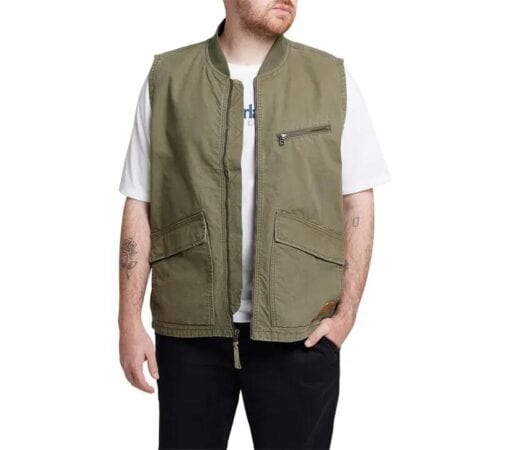 Men's Washed Canvas Vest Green
