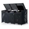 PLANTCRAFT Triple Wood Wheelie Bins Storage Shed, 3 Door Garbage Rubbish Bin Enclosure