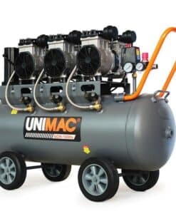 UNIMAC 100L 4.5HP Silent Oil-Free Air Compressor, with Twin Nitto Outlets, 15A Plug